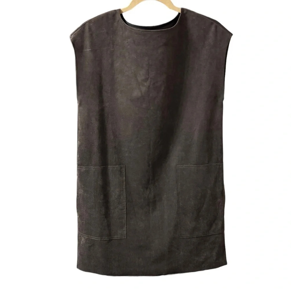 WILFRED FREE NORI CHARCOAL FAUX SUEDE DRESS